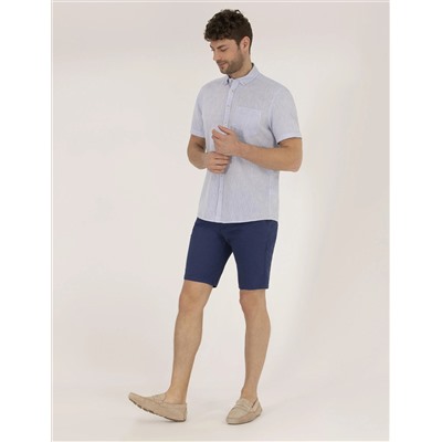 İndigo Slim Fit Keten Karışımlı Beli Lastikli Bermuda Şort