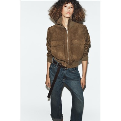 CHAQUETA BOMBER CUELLO SUBIDO RIB