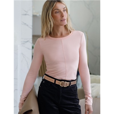 Лонгслив из премиального хлопка с эластаном