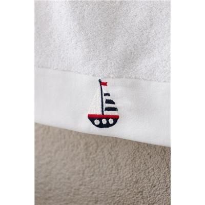 Naviguer Nakışlı %100 Pamuk Yüz Havlusu - Beyaz - 50x76 cm