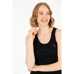 Kadın Siyah Bisiklet Yaka Kolsuz Basic Tişört