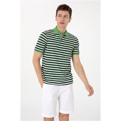 Erkek Regular Fit Polo Yaka Yeşil Tişört