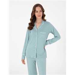 Su Yeşili Gömlek Pijama Takımı