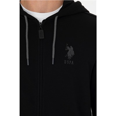 Erkek Siyah Kapüşonlu Örme Hırka