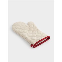 Прихватка-варежка, 18x30 см, хлопок, серо-бежевая, Олень в шарфе, Deer