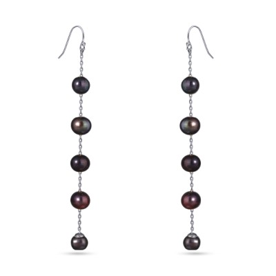 Серьги (жемчуг баклажановый 8мм; покрытие родий), Есть комплект