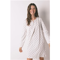 Camisón manga larga 100% algodón flores