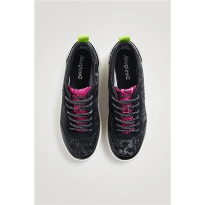 Sneakers piel sintética camuflaje glitter