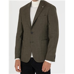 %100 Yün Haki Slim Fit Ceket