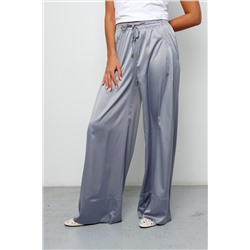 Брюки палаццо на резинке атласные 398GRY