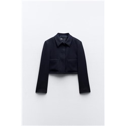 SHORT BLAZER WITH SHIRT COLLAR