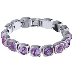 Браслет Теннис (кристаллы SW пурпурные 8мм; покрытие родий) 17-19см, Есть комплект