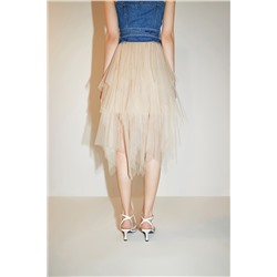 Falda avolantada de gasa Beige