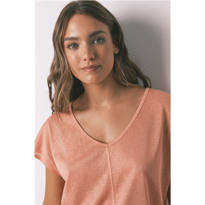 Camiseta holgada viscosa naranja lurex
