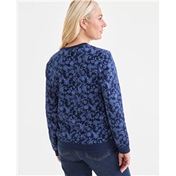 Style & Co Women's Printed Fleece Crewneck Sweatshirt, Macy's Exclusive