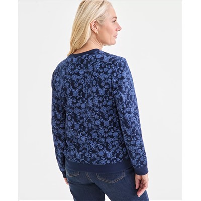 Style & Co Women's Printed Fleece Crewneck Sweatshirt, Macy's Exclusive