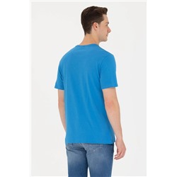 Erkek Saks Bisiklet Yaka Tişört