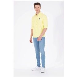 Erkek Neon Sarı Uzun Kollu Basic Gömlek