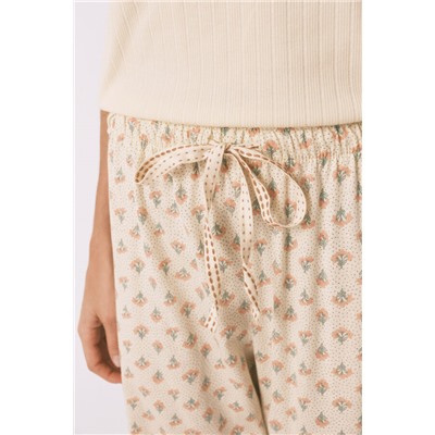 Pijama Capri algodón estampado flores amarillo