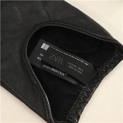 Женские кожаные перчатки Zar*a  с короткими пальцами, декорированное украшением