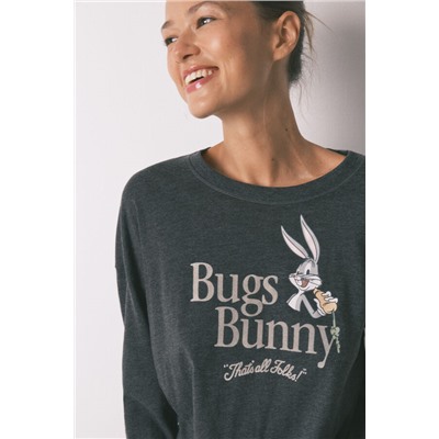 Pijama largo algodón gris Bugs Bunny