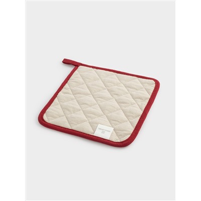 Прихватка, 20x20 см, хлопок, серо-бежевая, Олень в шарфе, Deer