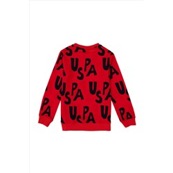 Erkek Çocuk Kırmızı Bisiklet Yaka Sweatshirt