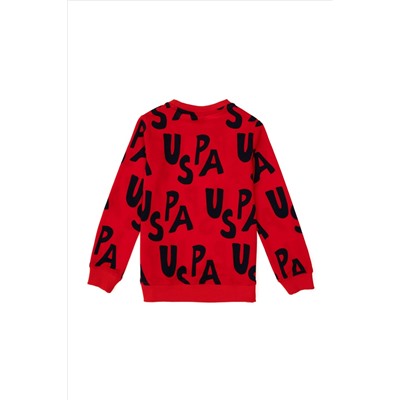 Erkek Çocuk Kırmızı Bisiklet Yaka Sweatshirt