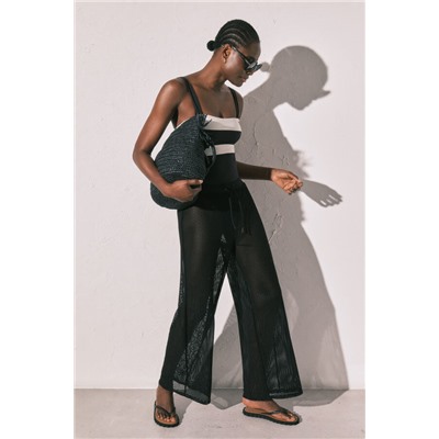 Pantalón punto efecto red negro