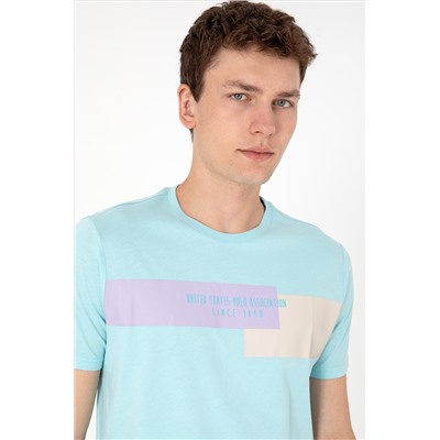 Erkek Regular Fit Bisiklet Yaka Aqua Tişört