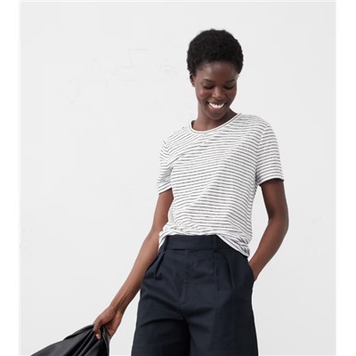 Linen-Blend Crew-Neck Top