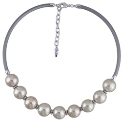 Колье Гевея (Майорка 16мм шампань, каучук серый; покрытие родий) 40-45см, Есть комплект