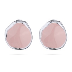 Серьги Палитра (эмаль розовая; покрытие родий), Есть комплект