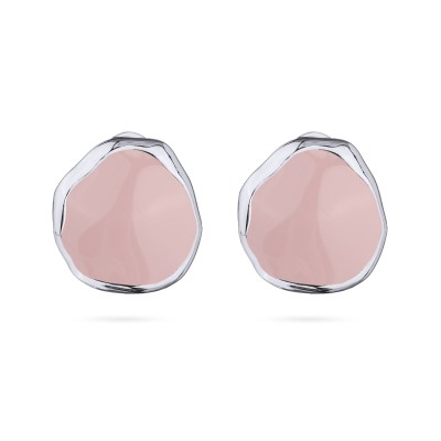 Серьги Палитра (эмаль розовая; покрытие родий), Есть комплект