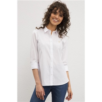 Kadın Beyaz Uzun Kollu Basic Gömlek
