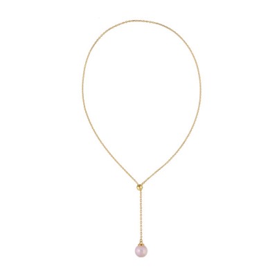 Кулон (Майорка 14мм холодно-розовая; покрытие золото) 72см, Есть комплект