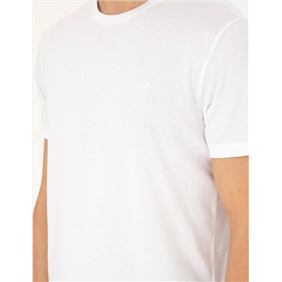 Beyaz %100 Pamuk Slim Fit Bisiklet Yaka Basic Tişört