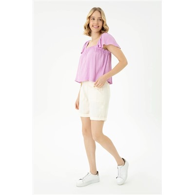 Kadın Manolya Kısa Kollu Gömlek