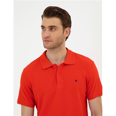 Kırmızı Slim Fit %100 Pamuk Polo Yaka Basic Tişört