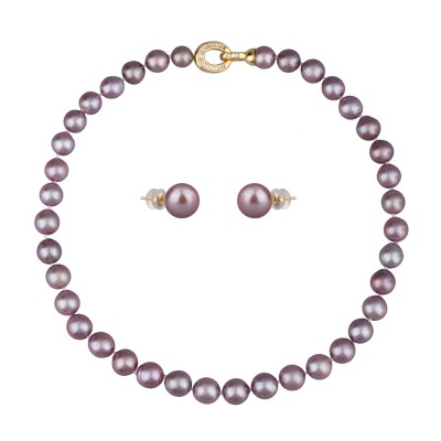 Комплект Эдисон мускат (жемчуг 10-12мм; покрытие золото) 44-46см