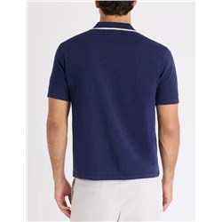 BUTTON FRONT COTTON SLUB POLO SHIRT