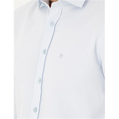 Açık Mavi Slim Fit Armürlü Uzun Kollu Gömlek