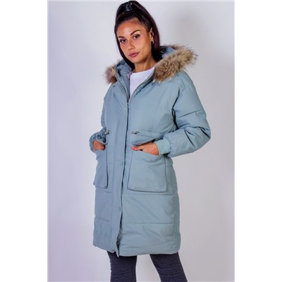 Зимняя удлиненная парка с капюшоном натуральный мех арт.617