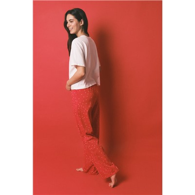 Pijama largo 100% algodón estampado blanco