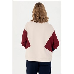 Kadın Krem Bisiklet Yaka Sweatshirt