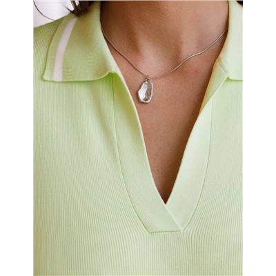 Джемпер с воротником-поло с коротким рукавом тонкой вязки из вискозы