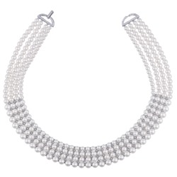Колье (Майорка 5-7мм белая; покрытие родий) 42см, Есть комплект