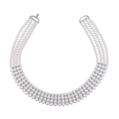 Колье (Майорка 5-7мм белая; покрытие родий) 42см, Есть комплект