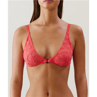 Sujetador pañuelo triangular con bordado coral