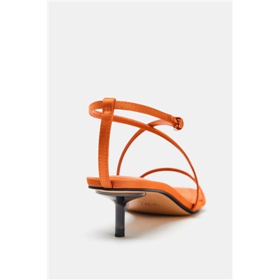 SATIN-EFFECT CROSSOVER STRAP SANDALS